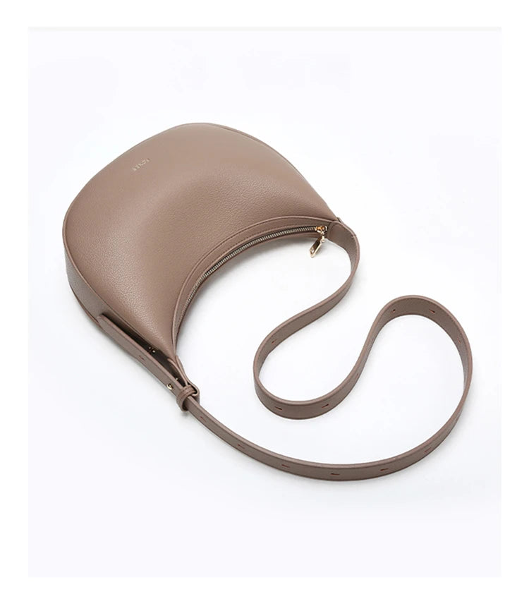 FOXER Brand PU Leather Women's Shoulder Bag Fashion Female Underarm Hobo Bag Crescent Half-moon Bag Travel Small Crossbody Bag