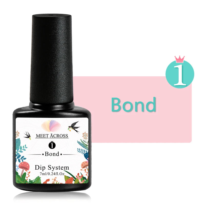 1/5PCS 7ml Kit de líquidos para sistema de uñas en polvo con base, activador, top, protector de brochas, gel de manicura transparente para decoración de uñas