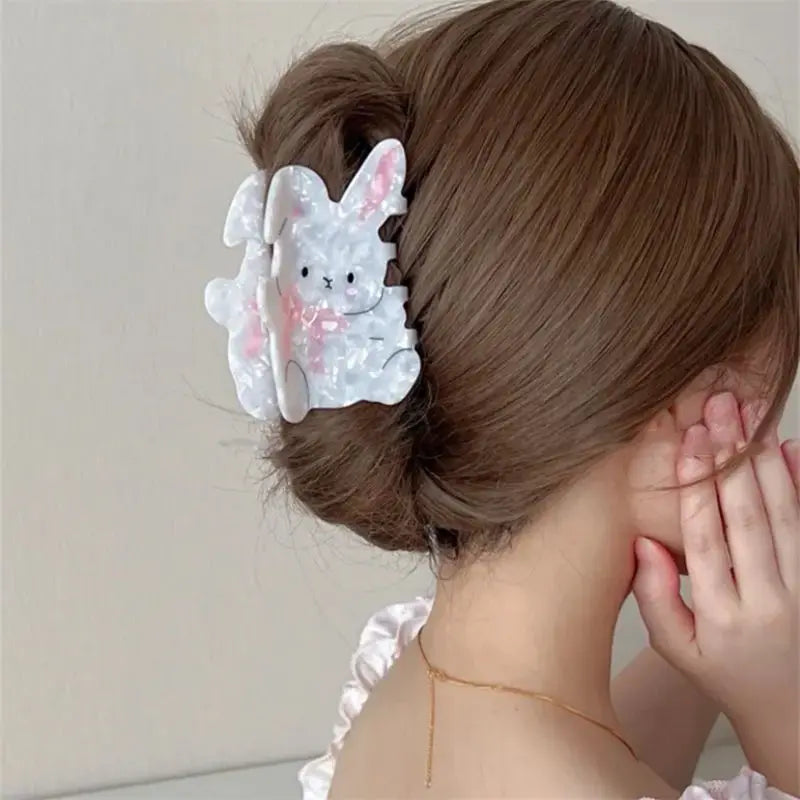 1/2pcs Gentle bow, little rabbit, super cute pink shark clip, niche headband, sweet hair accessory