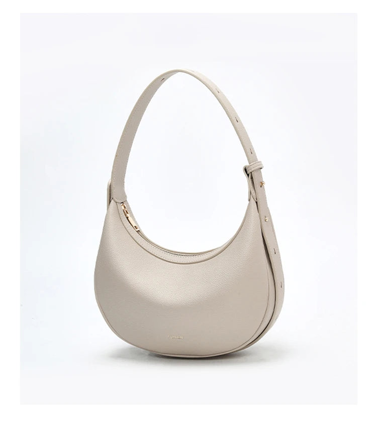 FOXER Brand PU Leather Women's Shoulder Bag Fashion Female Underarm Hobo Bag Crescent Half-moon Bag Travel Small Crossbody Bag