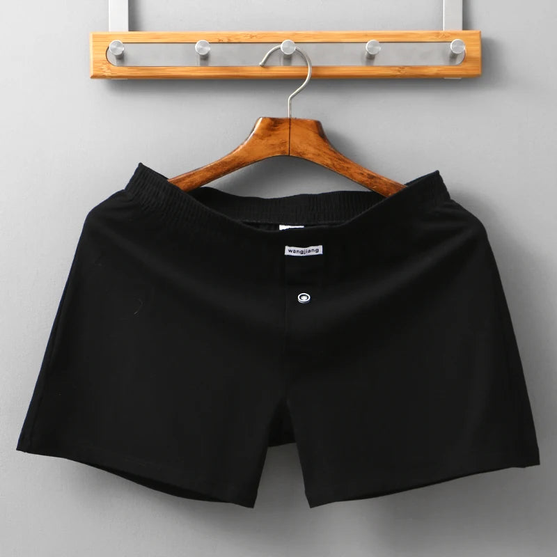 Men Casual Summer Elastic Waist Solid Shorts Printed Clothing Solid Color Shorts Japanese Style Cotton Home Shorts
