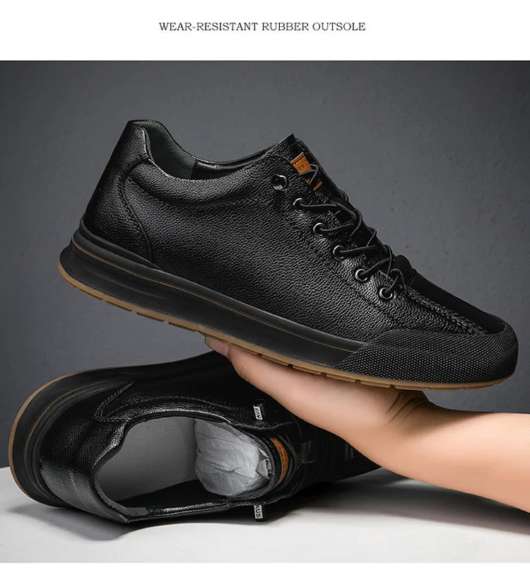 Elevator Shoes for Men Height Increasing Sneakers 6cm Inches Taller Leather Casual Shoes with Height Increase Shoes