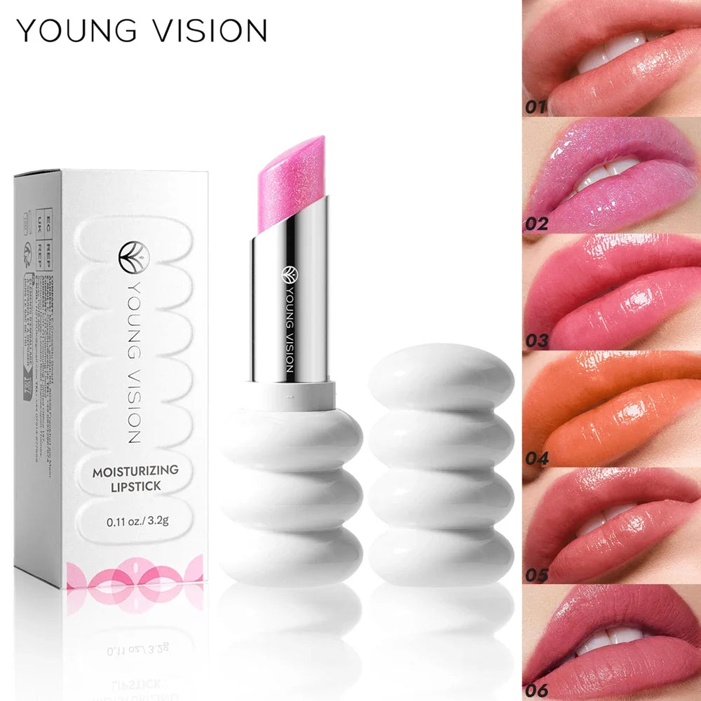 YOUNG VISION 6 Farben Feiner Schimmer Pflegender Leichter Lippenstift Lang anhaltende Farben Leicht aufzutragender feuchtigkeitsspendender Lippenstift