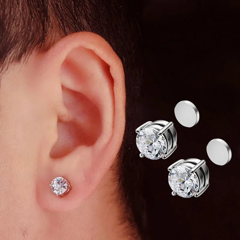 Stainless Steel Magnetic Stud Earrings Gothic Hip Hop Style Non Piercing Clip Ear Stud Unisex Fashion Accessories