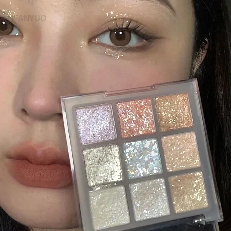 Full Pearlescent Eyeshadow Palette Sparkling Sequin Earth Blue Purple Shimmer Highlight Metallic Eye Shadow Glitter Eye Pigments