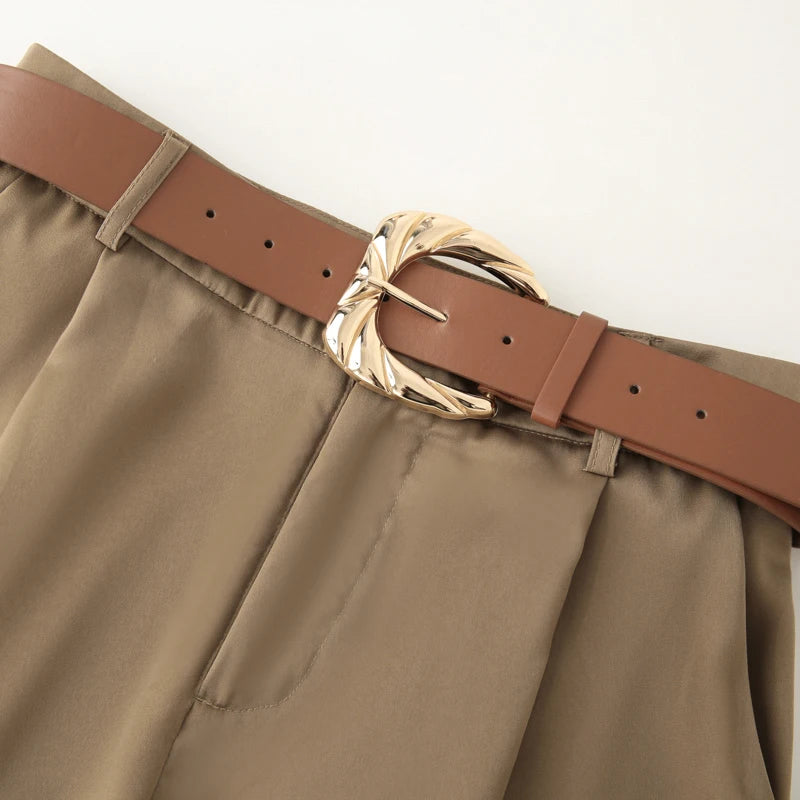 HXAO Elegant Wide Leg Pants 2025 Women's Spring Summer Belt Long Baggy Pants Fashion Casual Y2k Vintage Oversize Trousers