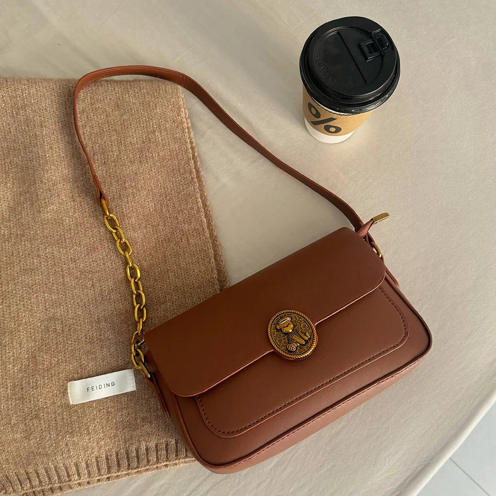 CGCBAG Fashion Designer Luxury Women's Bag Vintage Square Crossbody Bag Simple High Quality PU Leather Brand Handbags Ladies
