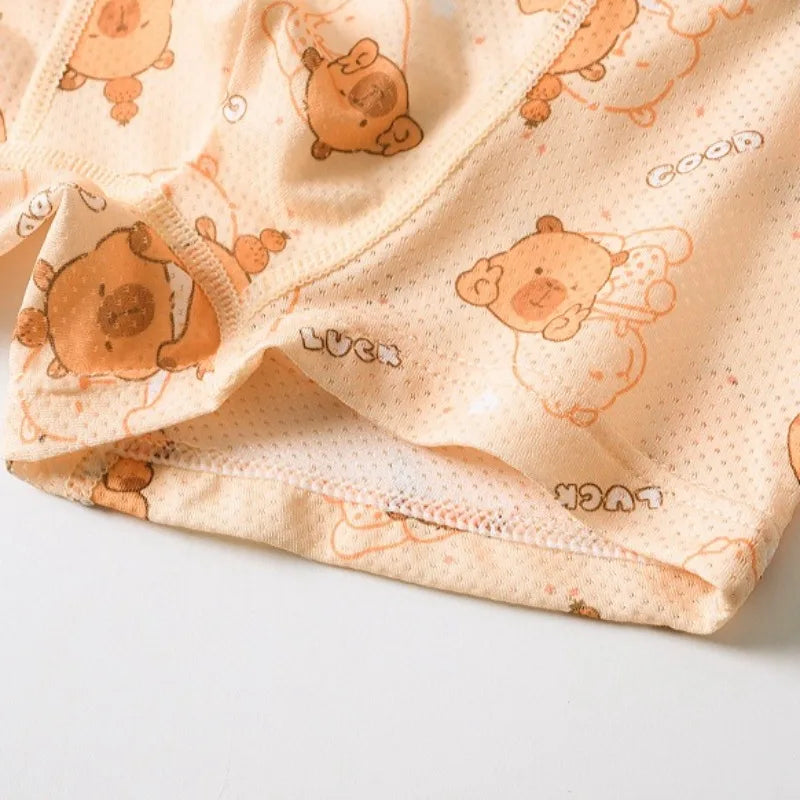 4PCS Summer Kid Mesh Breathable Panties for Boy Soft Comfort Antibacterial Knickers 3+y Young Child Cute Cartoon Print Underwear