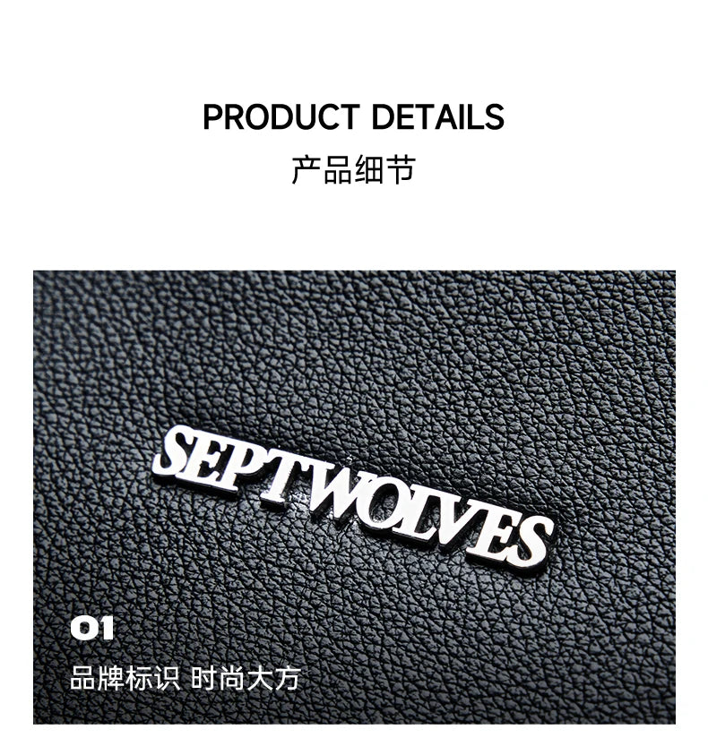Septwolves Stylish Man Printed Leather Travel Backpack High Qualit Business Work Commuting Flip Print Monogram Laptop Backpack