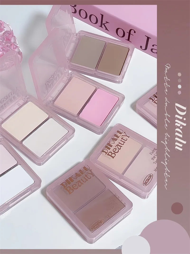 Two-tone Highlight Shading Powder Contour Palette Natural Matte Brighten Skin Blusher Bronzers Shaping Face Nose Shadow Makeup