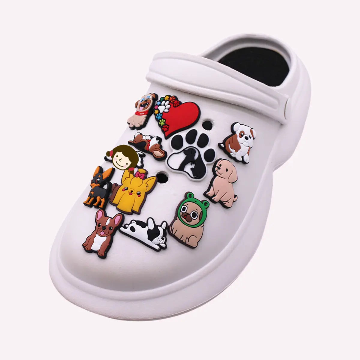 1 Pcs Favorite Pets PVC Shoe Charms Bulldog Labrador Beagle Shapes Shoes Upper Buckle Aceessories Lovely Pug Sandals Decorations
