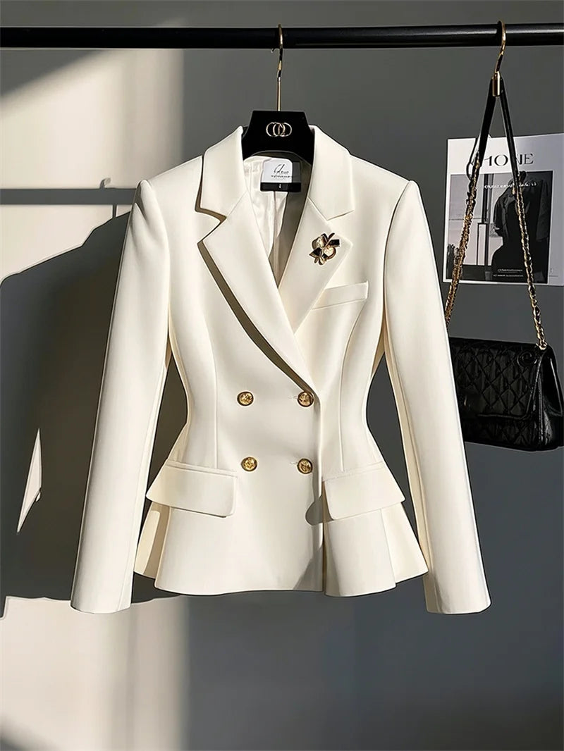 2025 Spring Jackets Hot Selling Unique Sense Of Luxury Temperament Women High-end White Suit Jacket Ladies Blazer Autumn Coat