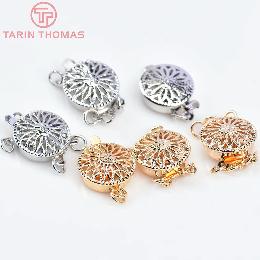 (5798) 4PCS 12MM 24K Gold Color Brass Round Bracelet Necklace Connector Clasp High Quality Diy Jewelry Accessories Wholesales
