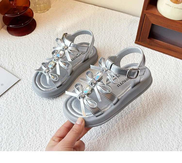Girl Sandals Summer New Kids Fashion Hollow-out Causal Shoes Princess Versatile Sweet Bowknot Children Open-toe Beach Sandals
