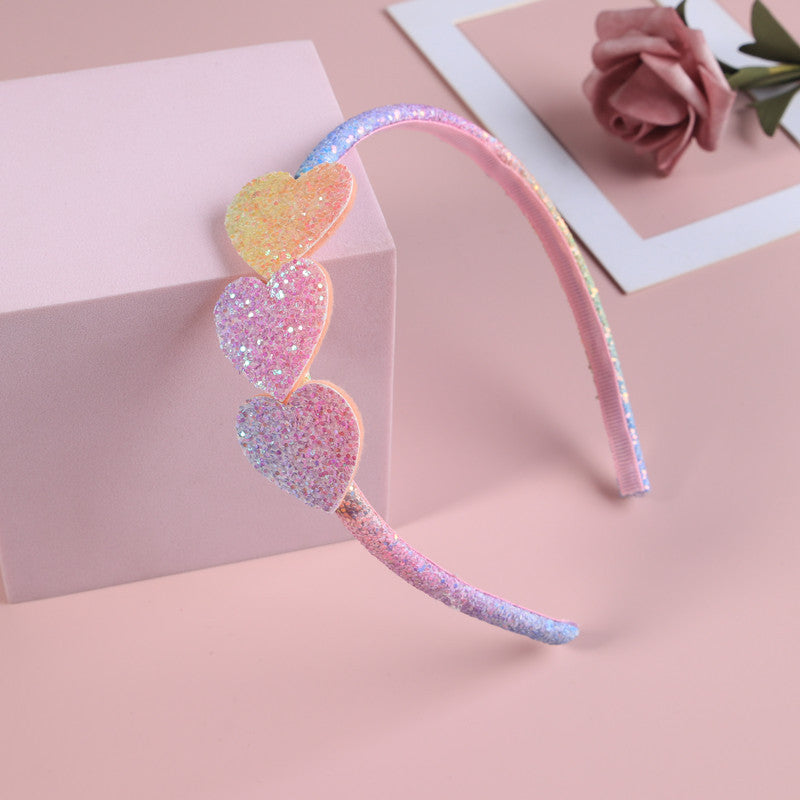 2023 Fashion Girls Glitter Hair Bands Cute Colors Hair Hoop Hairbands Lovely Bow Stars Headbands For Kids Gifts Hair Accessorie
