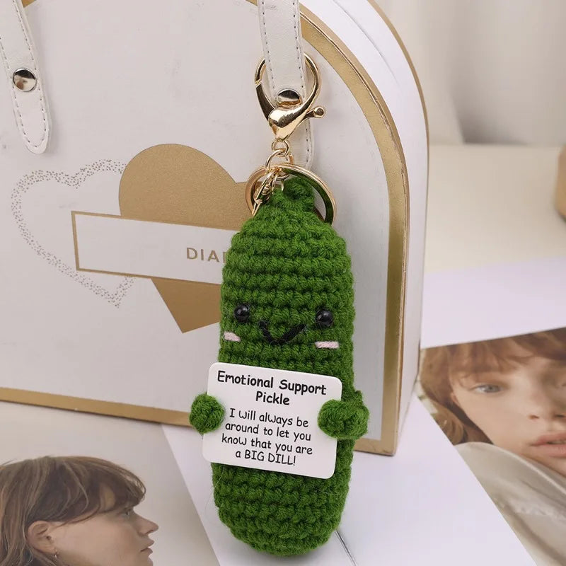 Inspirational Potato Cucumber Keychain Soft Hand Woven Knitting Keyring Bags in-car Pendant Decorations Accessories Gifts Widget