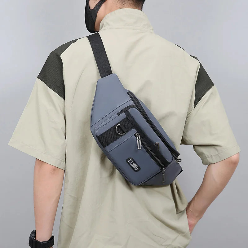 Unisex Multifunctional Waist Packs Large Capacity Waterproof Nylon Business Pack Trendy Crossbody Chest Bag for Travel Work