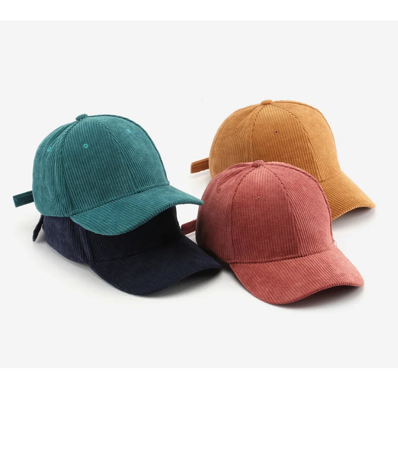 2025 New Corduroy Baseball Cap Women Men Cotton Solid Sunhat Sport Snapback Caps Autumn Warm Fashion Hip Hop Fishing Hat