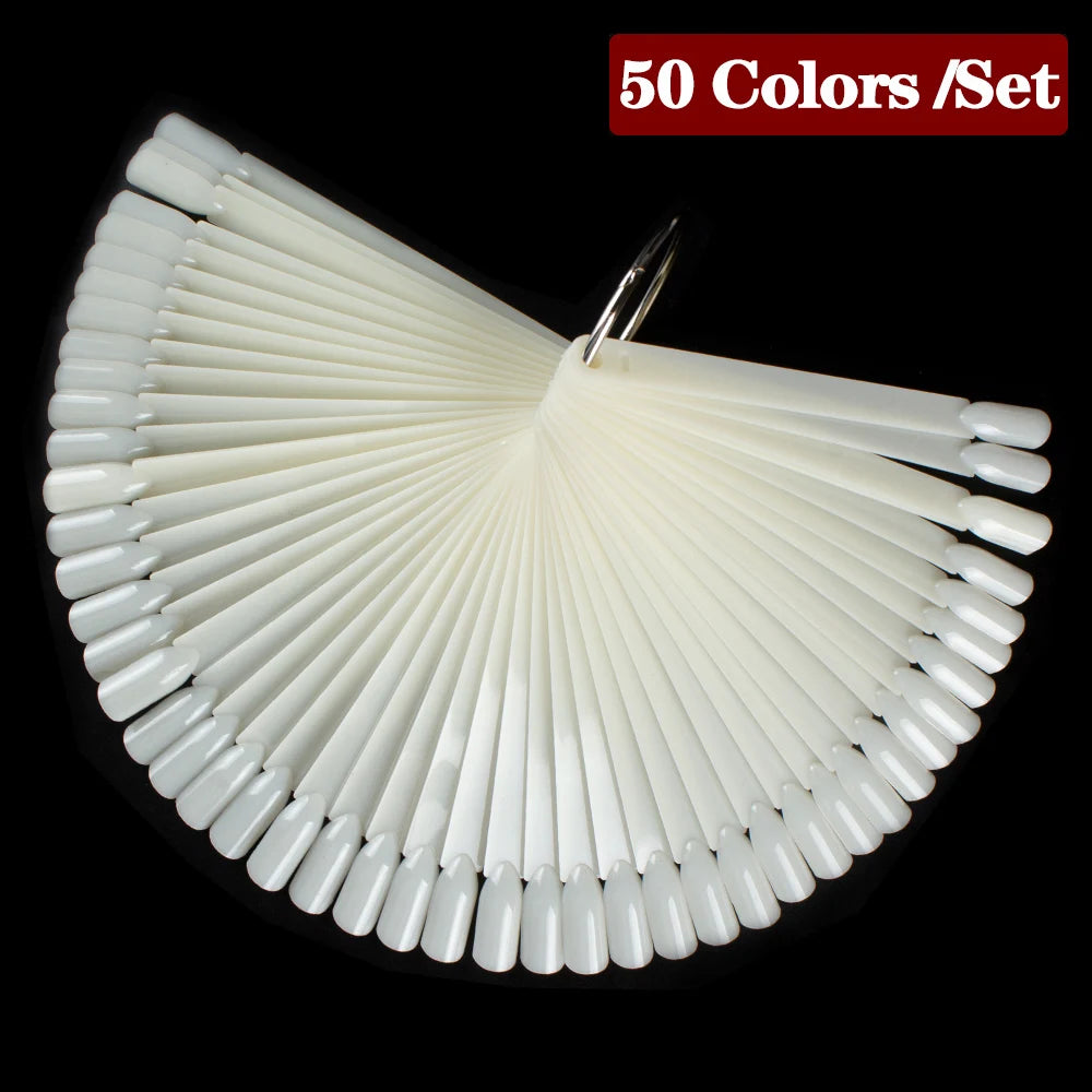 1 Set False Nail Tips Clear Nature Black Nail Art Display Oval Fan Style Nail Swatch Polish Stand Tips Practice Manicure Tools