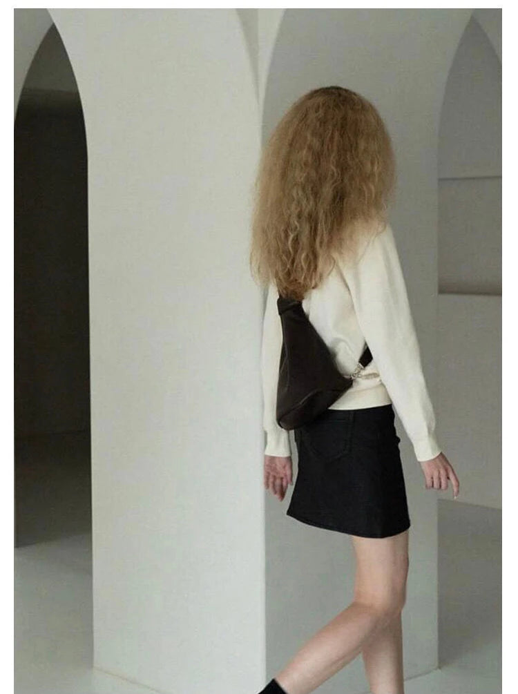 Women Chest Bag PU Bucket Fashion Casual Solid Zipper SOFT Shoulder Bags Crossbody Simple Women Bag Euro-America Style
