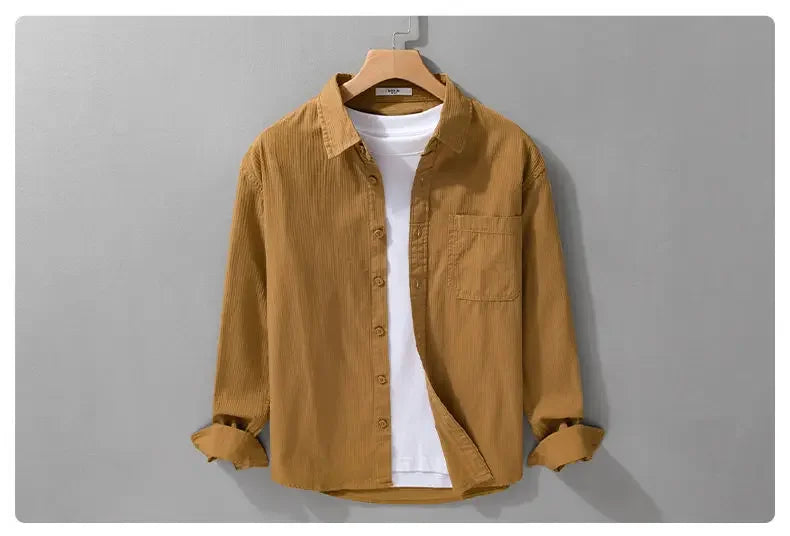 Spring and Autumn 2025 Shirt Men's Long-sleeved Loose Japanese Retro Tops Trendy Thin Casual Work Shirt Jacket