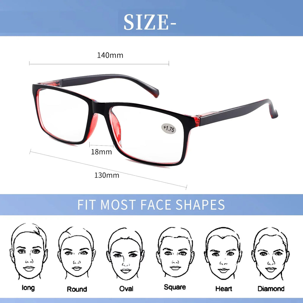 Reading Glasses Men Women Sports Anti-blue Light Reading Eyewear Black Red Presbyopia Eyeglasses +100 to+400 glasses