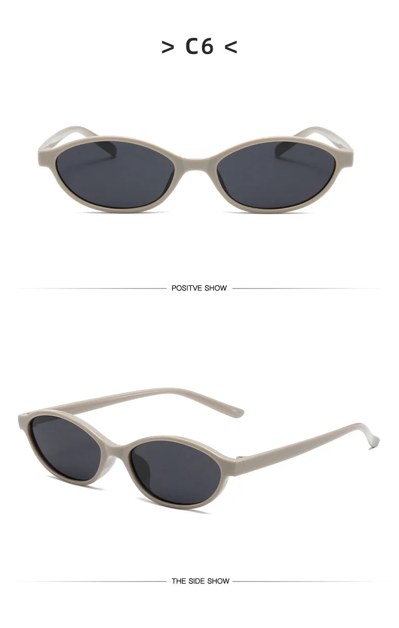 Sexy Small Oval Women's Sunglasses 2024 New Fashion Black Brown Sun Glasses Ladies Shades Trends Summer Unique Eyewear Men