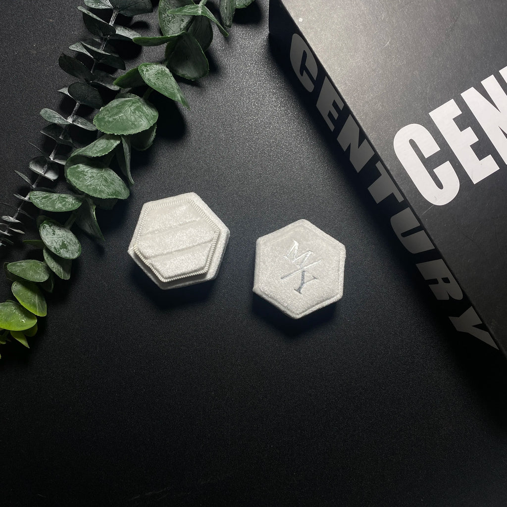 Customized Hexagonal Velvet Ring Box Wedding Engagement Gift Single/Double Ring Storage Box Display Stand Velvet Elegant Retro