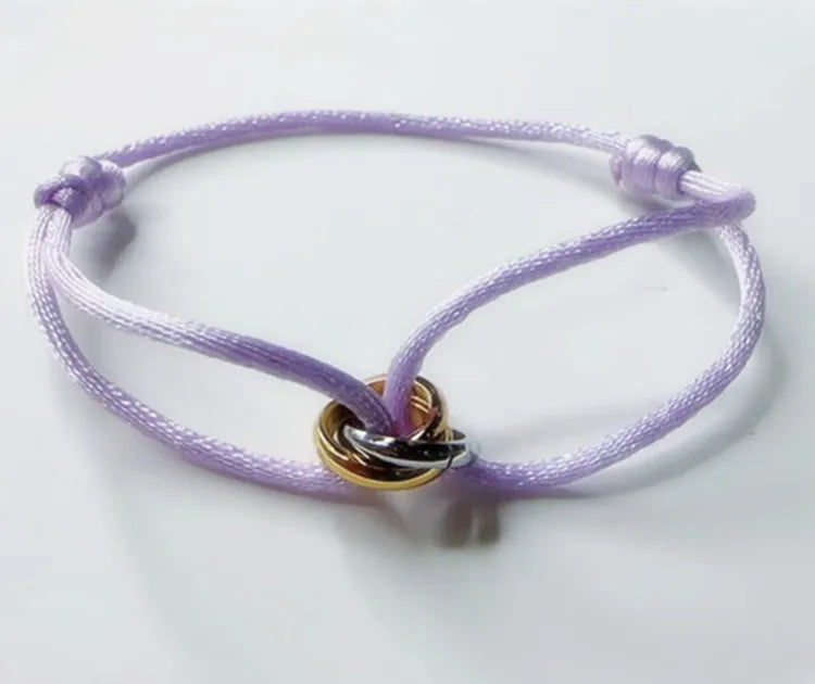 Simple Tricolor Gradient Bracelet stainless steel circle women's bracelet different colors of rope classic popular jewelry