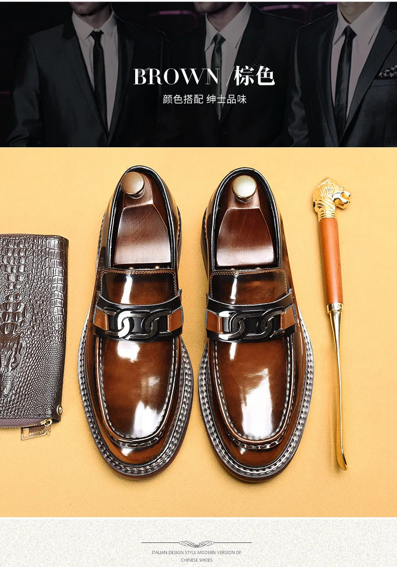 Luxury Slip on Dress Shoes Men Genuine Leather Italian Loafer Shoes for Men Black Brown Brand Formal Oxford Men Casual Shoes