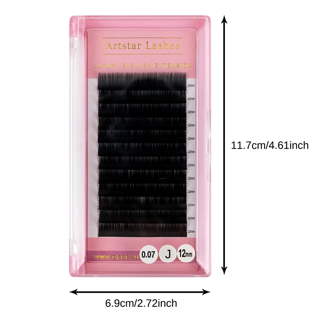 ARTSTAR Natural Silk Lashes J B C D CC Curl 6-15mm Length Volume Eyelash Extensions Matte Black Individual Eyelashes  for Makeup