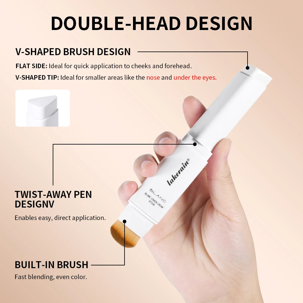 Lakerain Triangular Color-changing Foundation Stick With Brush Smooth Matte Natural Concealer Invisible Pore Foundation Cream