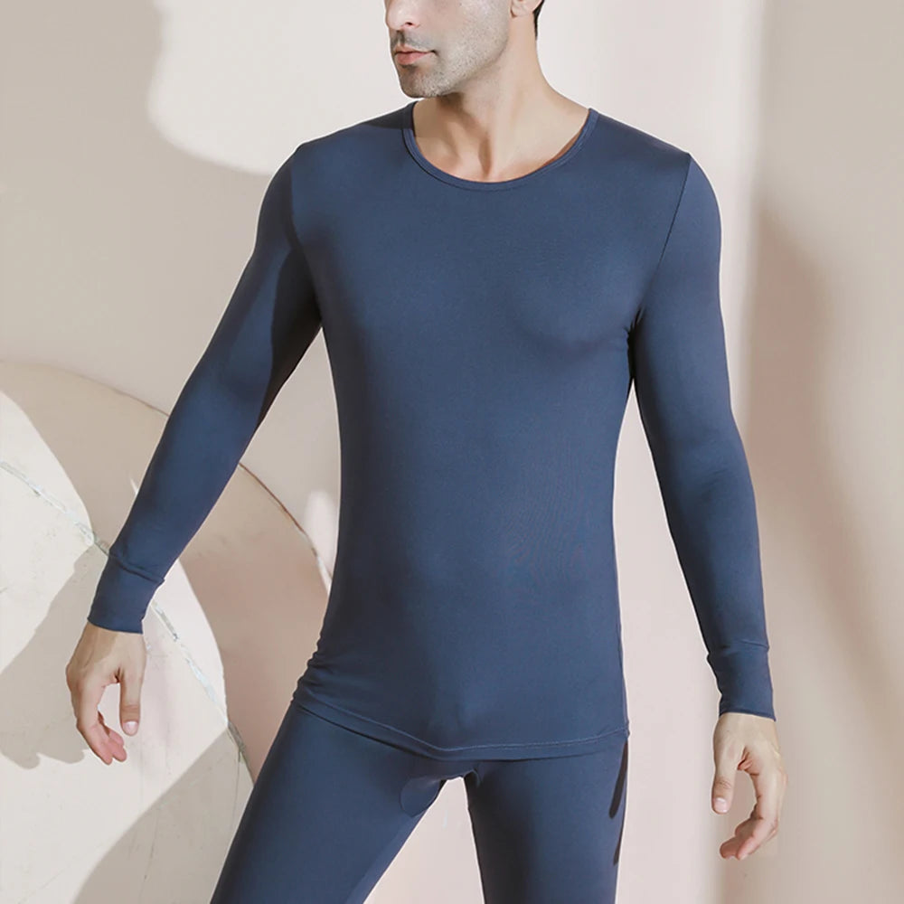 Thermal Underwear for Men Winter Fleece Bottom Johns T-shirt 2PCS Elastic Casual Home Suit Skin-friendly Breathable Clothing New