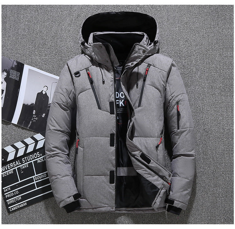 Winter Mens White Duck Down Jacket Warm Hooded Thick Slim Fit Puffer Jacket Coat Male Casual High Quality Overcoat Thermal