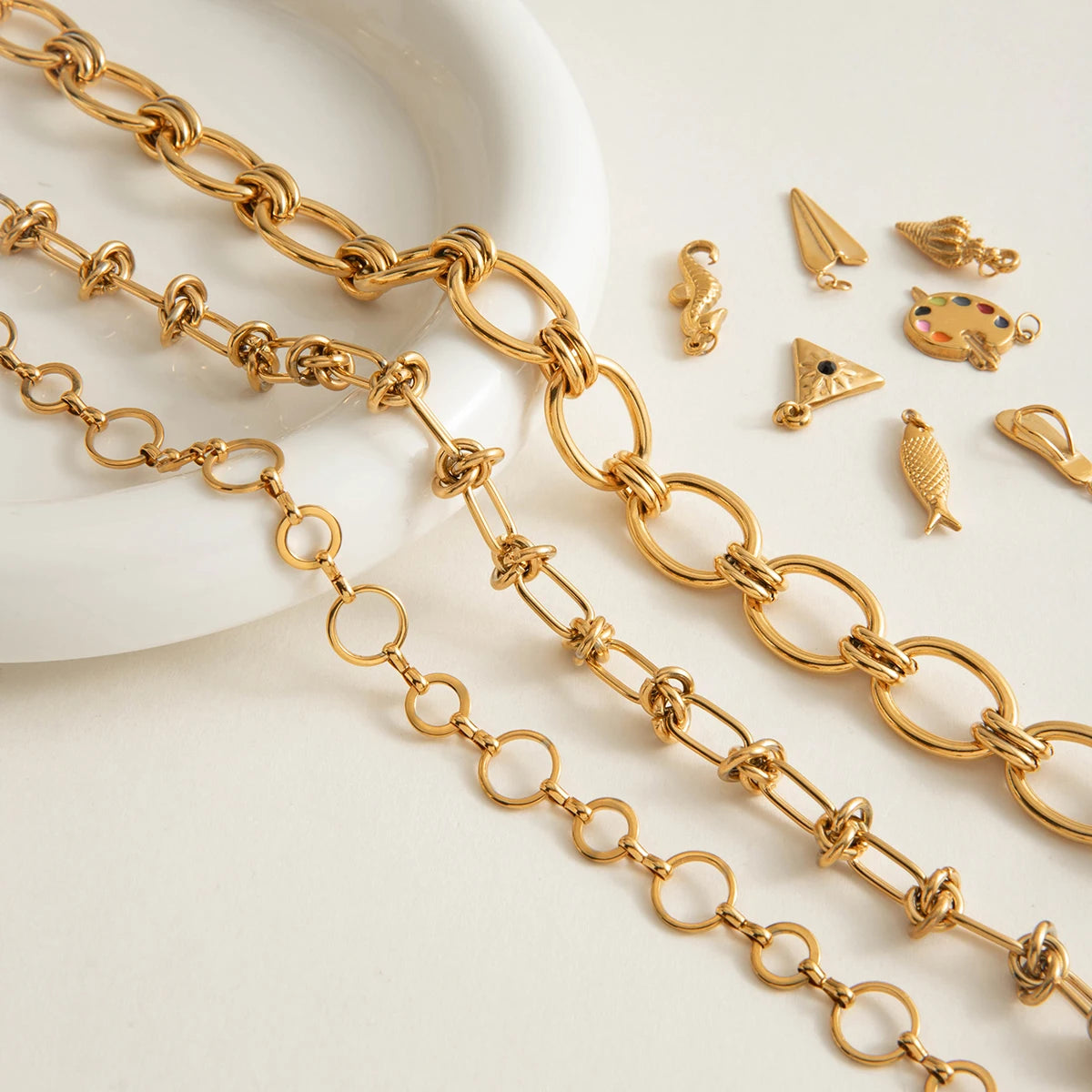 Youthway New Design DIY Chain Necklace 18K Gold Plated Stainless Steel Metal Knot Chain Hollow Necklace Accessories Gift For Her
