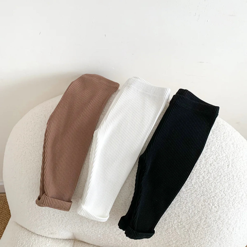 Kids Baby Winter Leggings Girls Skinny Ribbed Pants Toddler Casual Elasticity Simple Render Pants Boys Warm Cotton Trousers