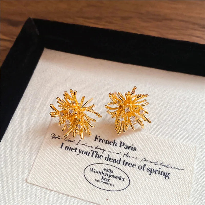 LATS Light Luxury High-end Fireworks Silver Needle Earrings for Women 2025 New Design Temperament Fashion Jewelry