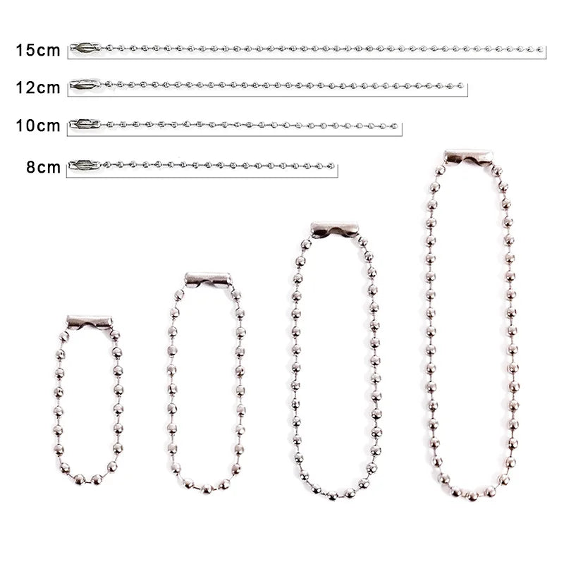 10pcs/lot 15-100cm Stainless Steel 2.4mm  Ball Chain Men Necklace Bracelet Keychain Trinket Dog Tag Jewelry Accessories Finding