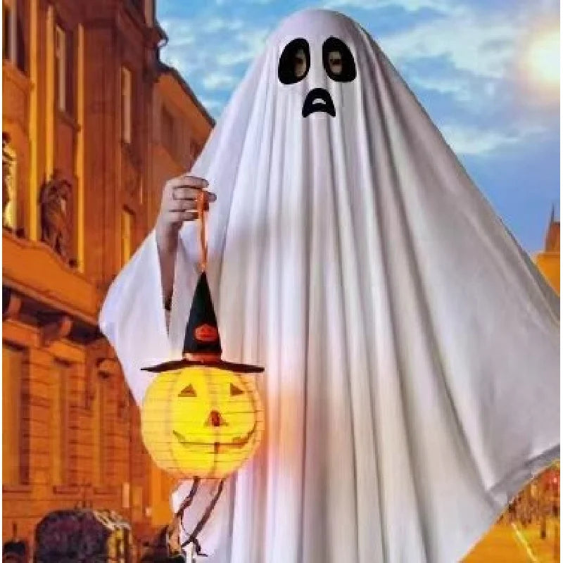 Halloween Ghost Costume Cape Cloak White Masquerade Party Cosplay Roleplay Unisex Scary Spooky Creepy Horror Fancy Dress Adult