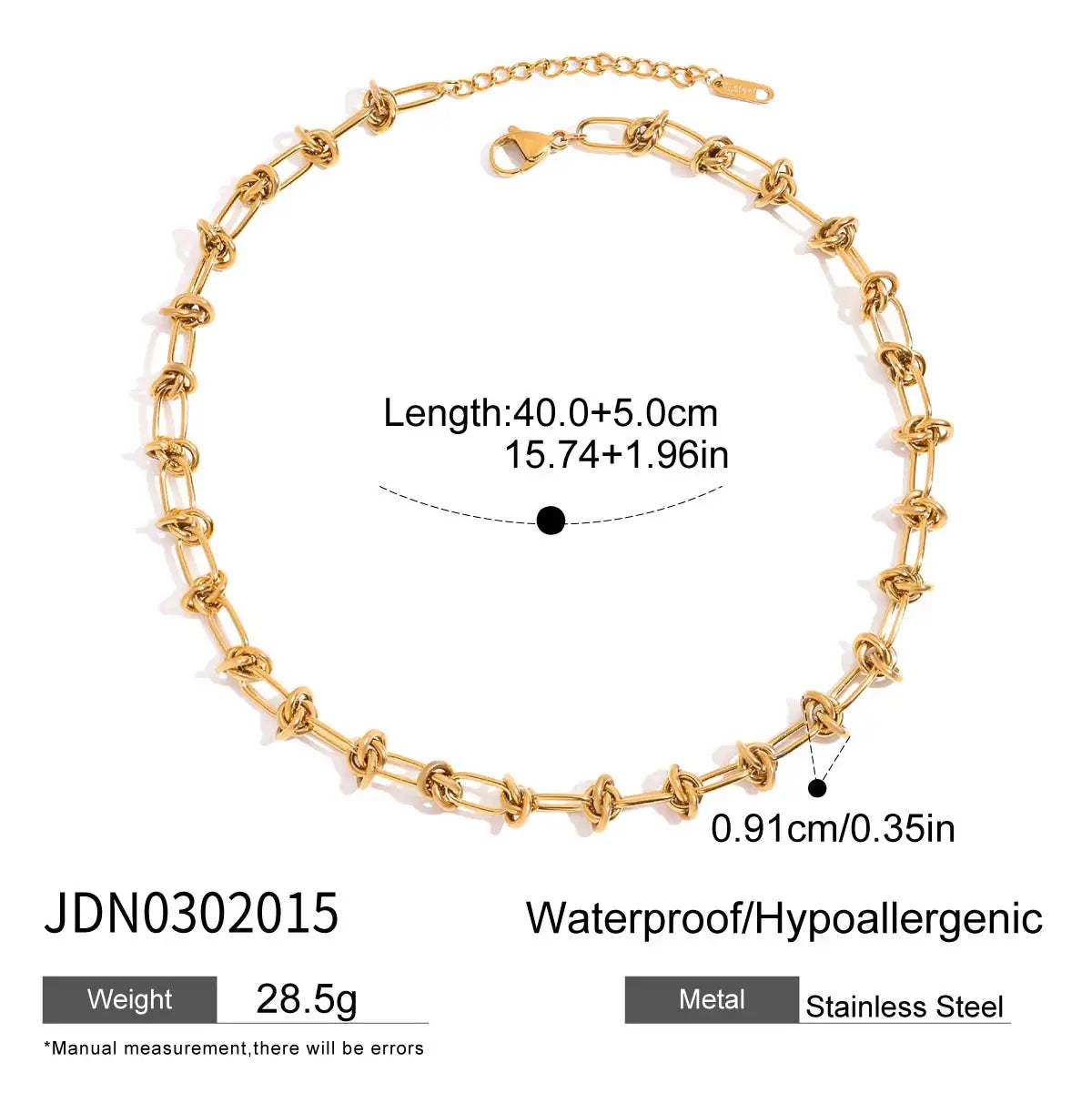 Youthway New Design DIY Chain Necklace 18K Gold Plated Stainless Steel Metal Knot Chain Hollow Necklace Accessories Gift For Her