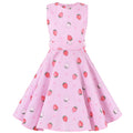 Girls Vintage Dress Summer Sleeveless Polka Dot A-Line Rockabilly Floral Print Princess Dresses for Party Special Occasion
