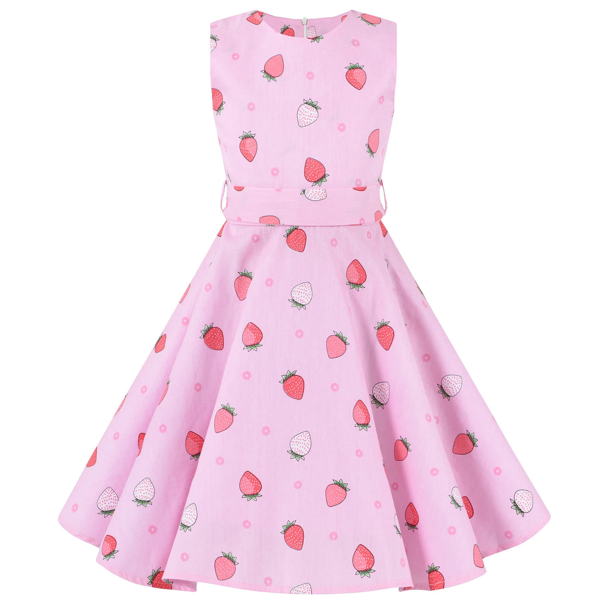 Girls Vintage Dress Summer Sleeveless Polka Dot A-Line Rockabilly Floral Print Princess Dresses for Party Special Occasion
