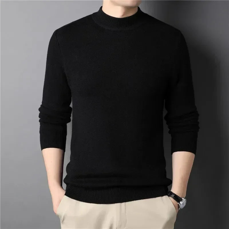 2024 Brand New Men's Cashmere Sweater Half Turtleneck Men Sweaters Knit Pullovers for Male Youth Slim Knitwear Man Sweater