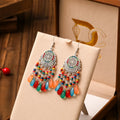 New Round Rhinestone Bohemian Water Drop Earrings for Women Ethnic Layered Rice Beads Temperament Earring Party Vacation Jewelry