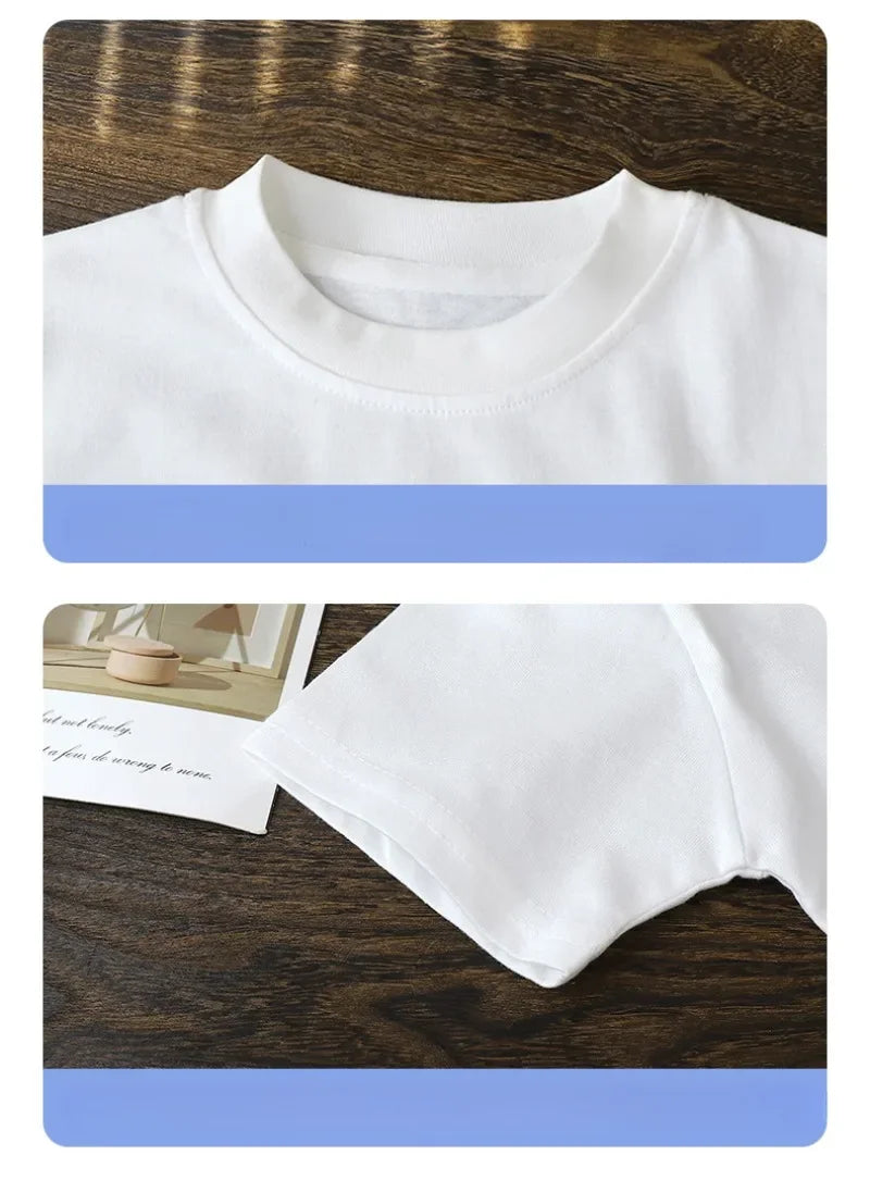 Summer Solid Children Cotton Casual Short Sleeve White Red Black T-shirts Girls Baby Clothes Kids Boys Toddler High-quality Tops