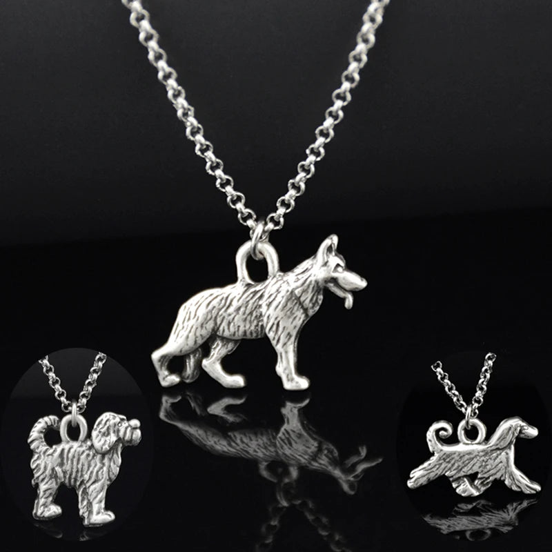 3 Style Vintage German Shepherd & Belgian Malinois & Cattle & Afghan Hound Dog Charm Pendant Necklace For Women Unique Jewellry