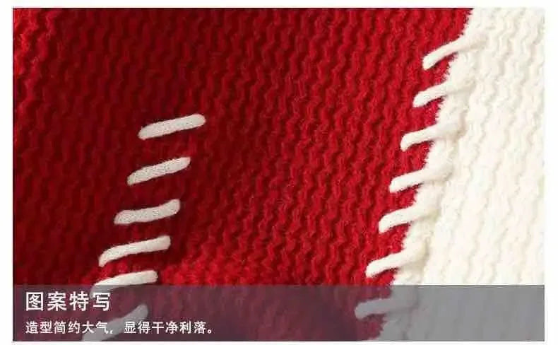 Autumn Winter Men Sweater O-Neck Patchwork Contrast Color Korean Trend Fashion Thicken Warm Pullovers Long Sleeve Knitted Tops