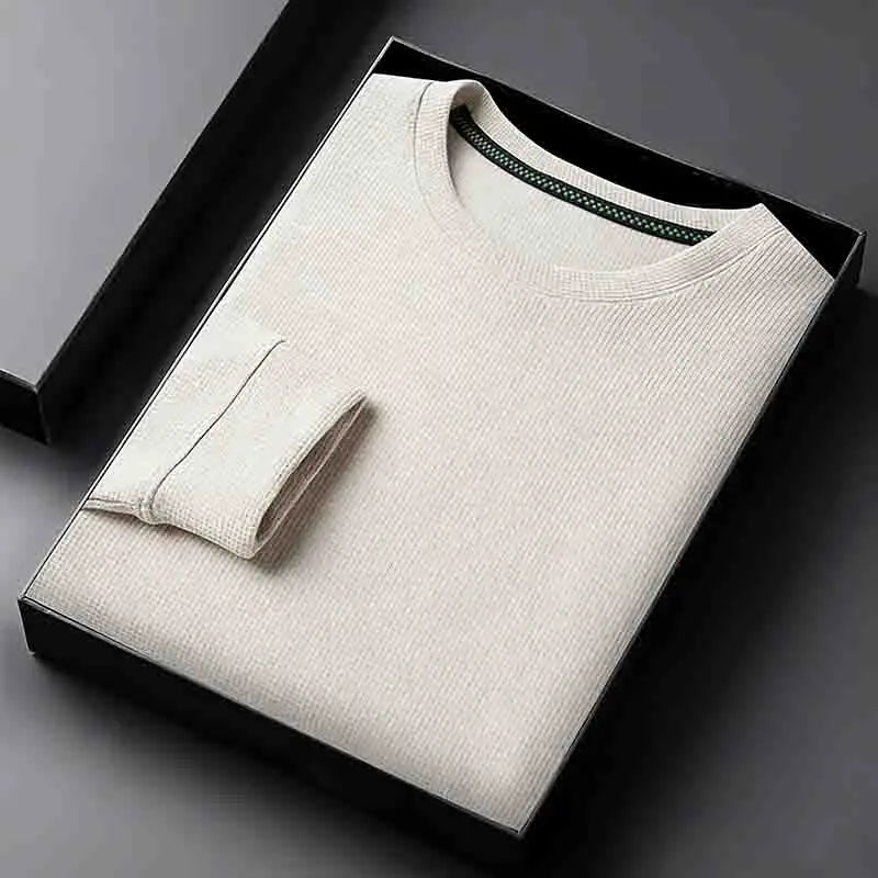 2026 New Arrival Men's Basic Solid Crew Neck Sweater Breathable Long Sleeve Knit Pullover