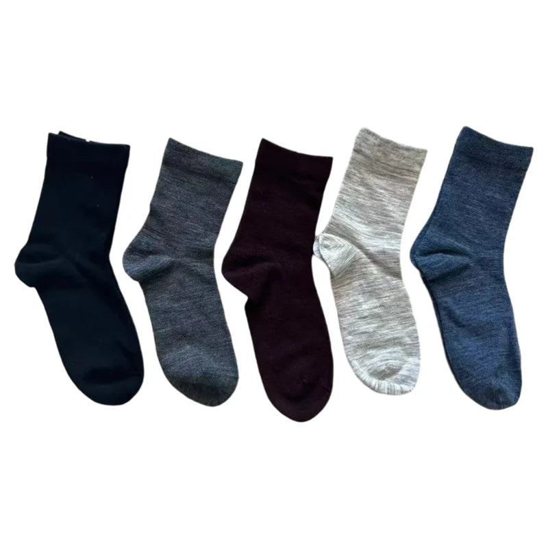 Men's Women's Thin Merino Wool Socks Cozy Casual Lightweight  Warm Breathable Mid-calf Dress Socks 3/5/6 Pairs Pack