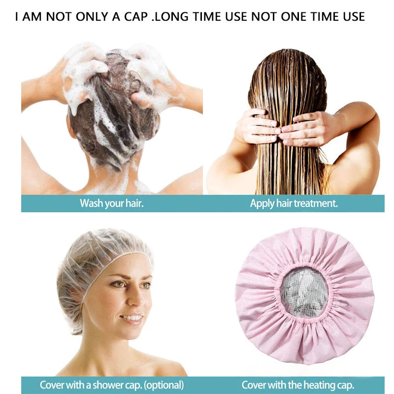Self-heating Tin Foil Hat Thickened Heating Steam Hair Mask Cap Portable Hair Salon Smooth Hair Oil Baking Cap ✔☑